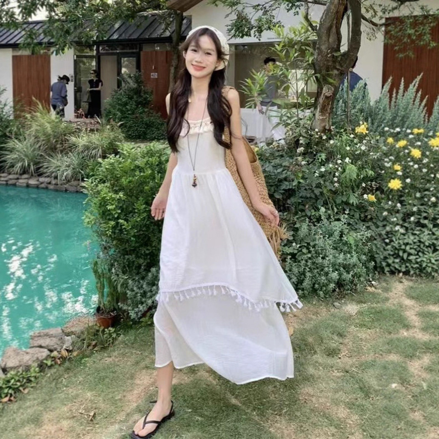 云南红色吊带裙夏日泰式海边