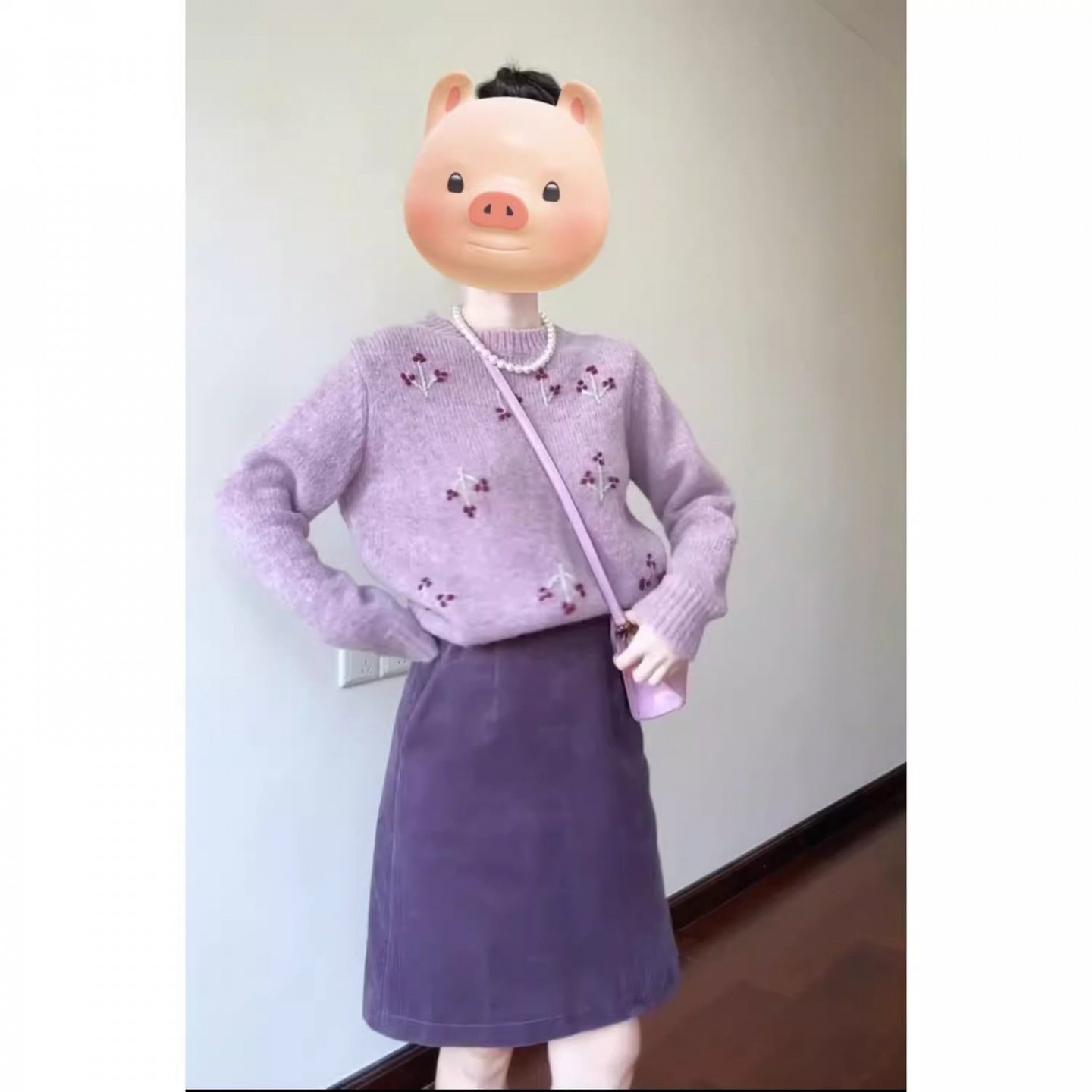 韩系碎花针织套装6654