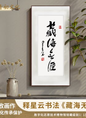星云大师书法藏海无涯字画装裱挂画中式客厅玄关办公室茶室装饰画