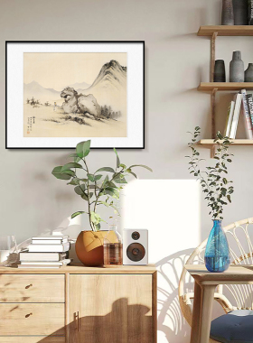 客厅装饰画卧室床头书房禅意简约国画真迹复制品新中式背景墙挂画