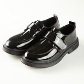 皮鞋 儿童皮鞋 英伦韩版 正装 亮面男童宝宝西装 黑白色中小学生演出鞋