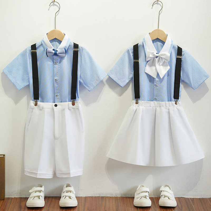 男女童短裤演出校服裤儿童西装裤松紧腰背带裤大合唱礼服套装夏季