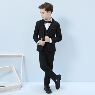 儿童西装套装外套男童钢琴演出礼服主持人三件套花童周岁生日正装
