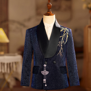 男童西装套装儿童西服中式国风男宝主持生日宴礼服花童主持演出服