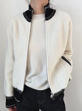 BC羊羔毛立领短款外套|100%羊羔毛|春秋季韩版百搭针织衫