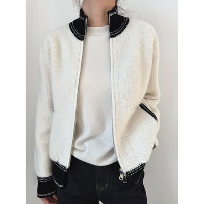 BC羊羔毛立领短款外套|100%羊羔毛|春秋季韩版百搭针织衫