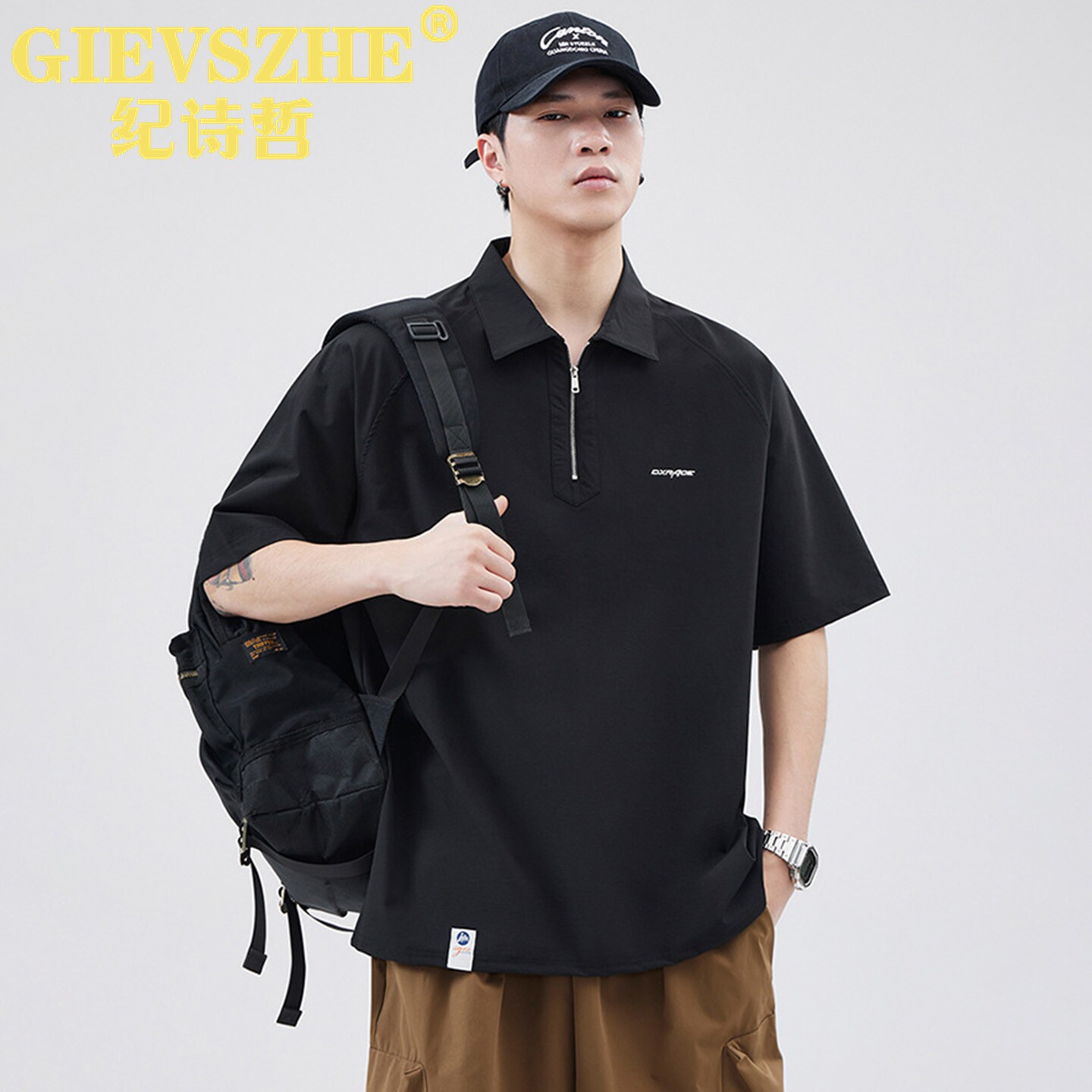 纪诗哲冰丝POLO衫男短袖2026夏季宽松衬衫休闲半袖薄款速干t恤