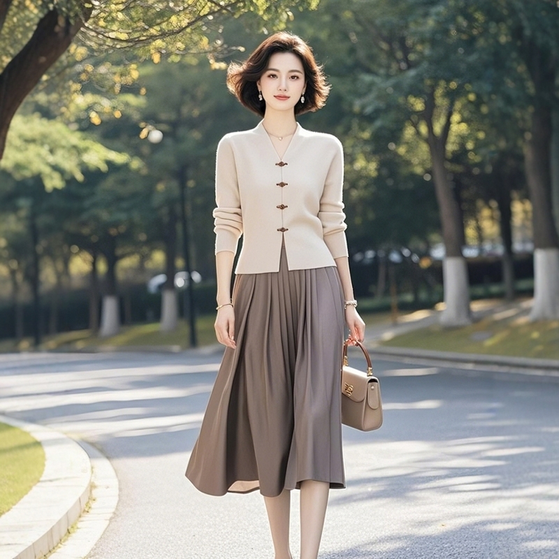 素雅订制女装原创品牌旗舰店绝美气质2025超火国风开衫两件套装裙