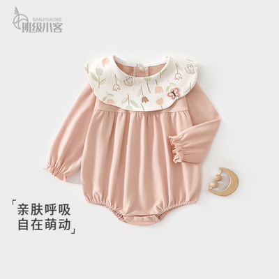 女宝宝包屁衣秋冬季新生婴儿连体衣小月龄多巴胺三角哈衣爬服秋装