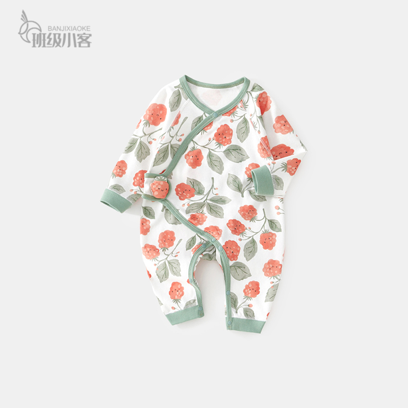 新生儿婴儿连体衣秋冬季婴儿衣服春秋款宝宝蝴蝶衣纯棉a类哈衣