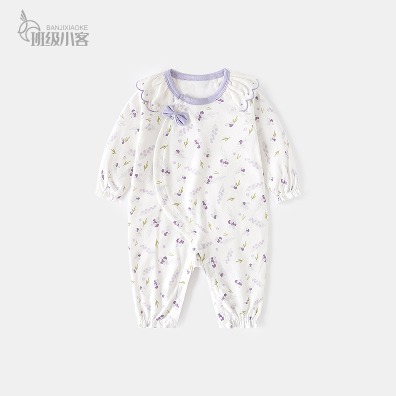 婴儿连体衣女宝宝新生儿无骨春秋纯棉哈衣女宝宝婴幼儿秋季连身衣