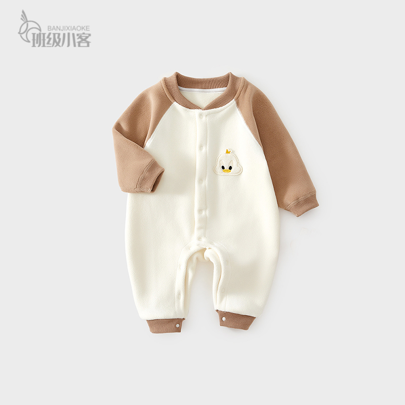 男女宝宝婴儿加绒连体衣秋冬季保暖衣服加厚一体绒奥粒绒哈衣爬服
