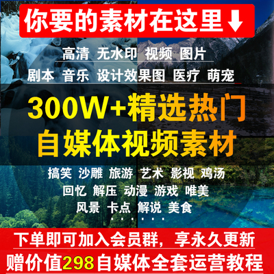 热门4k高清无水印自媒体运营短视频素材模板合集剪辑拍摄文案教程