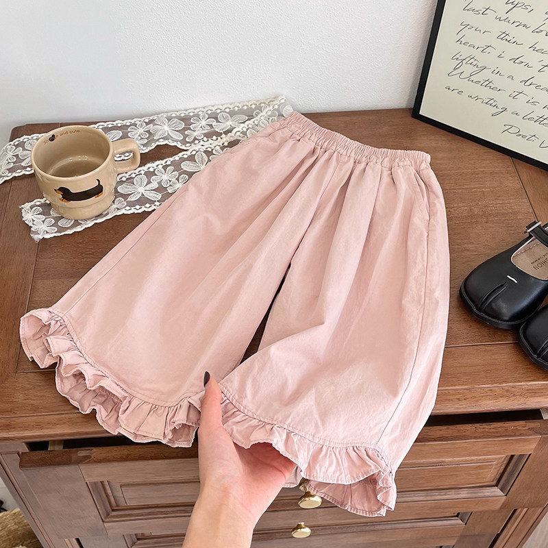 女童阔腿裤新韩版时尚春夏粉色花边休闲裤时尚百搭洋气休闲新款潮,童装/婴儿装/亲子装,裤子,淘宝优惠券,粉丝福利购,淘宝优惠卷