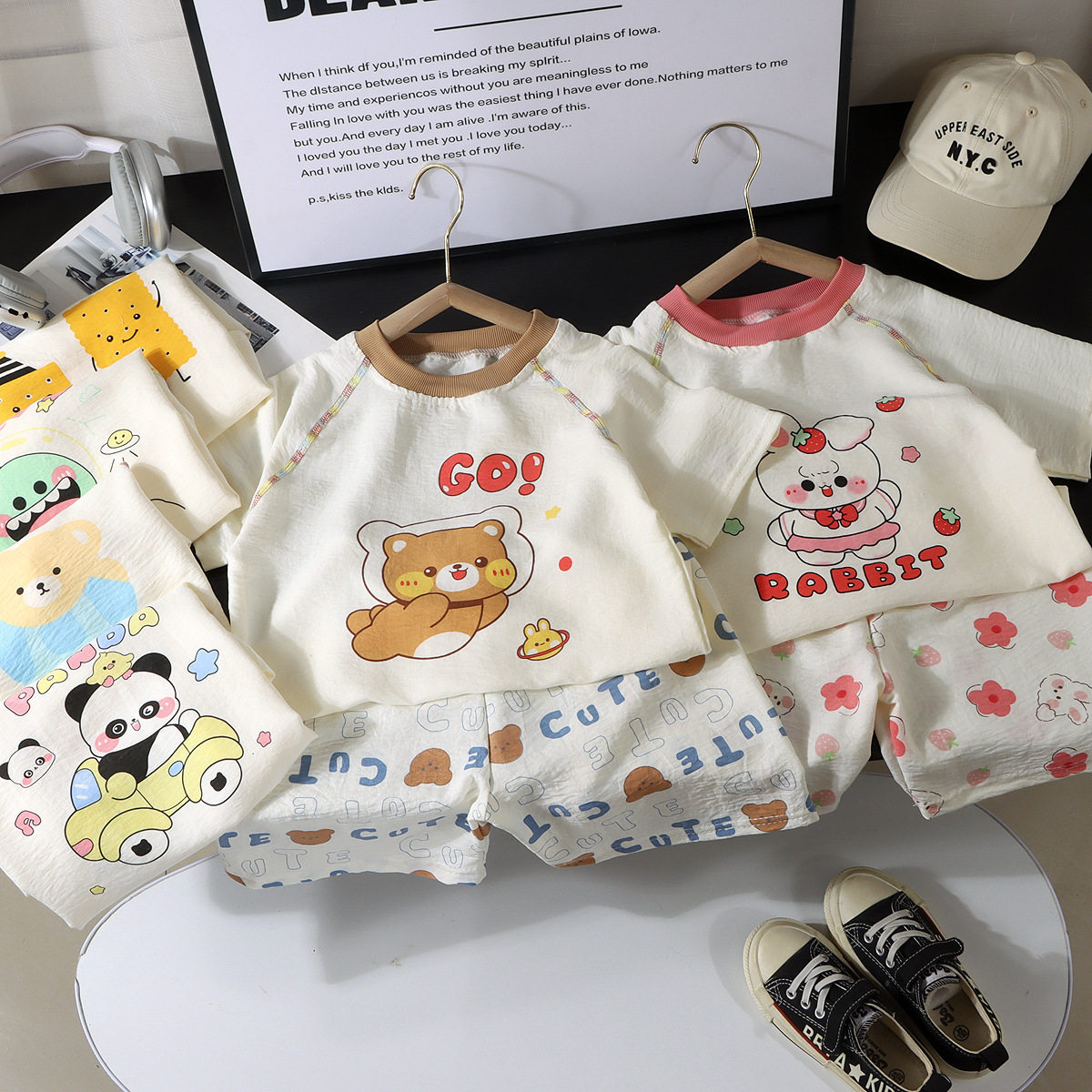 儿童短袖短裤套装中小童卡通夏装夏季短裤男女童宝宝薄款夏天衣服