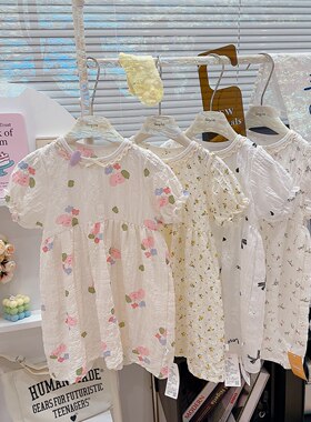 女童连衣裙泡芙群夏季吊带裙新款夏季女宝宝时尚可爱清凉碎花裙