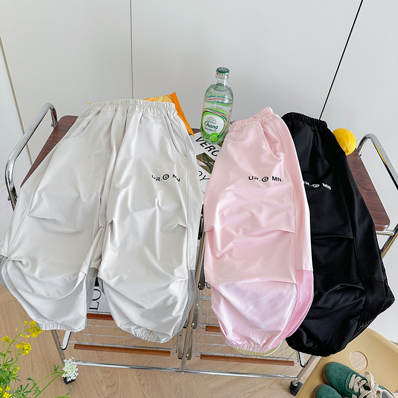 儿童夏季网眼裤子中大童裤子男女休闲裤防晒透气童裤时尚彩色夏天