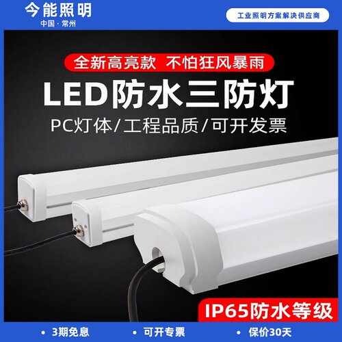 LED防水三防灯长条灯户外防水防潮车间厂房冷库浴室户外pc三防灯