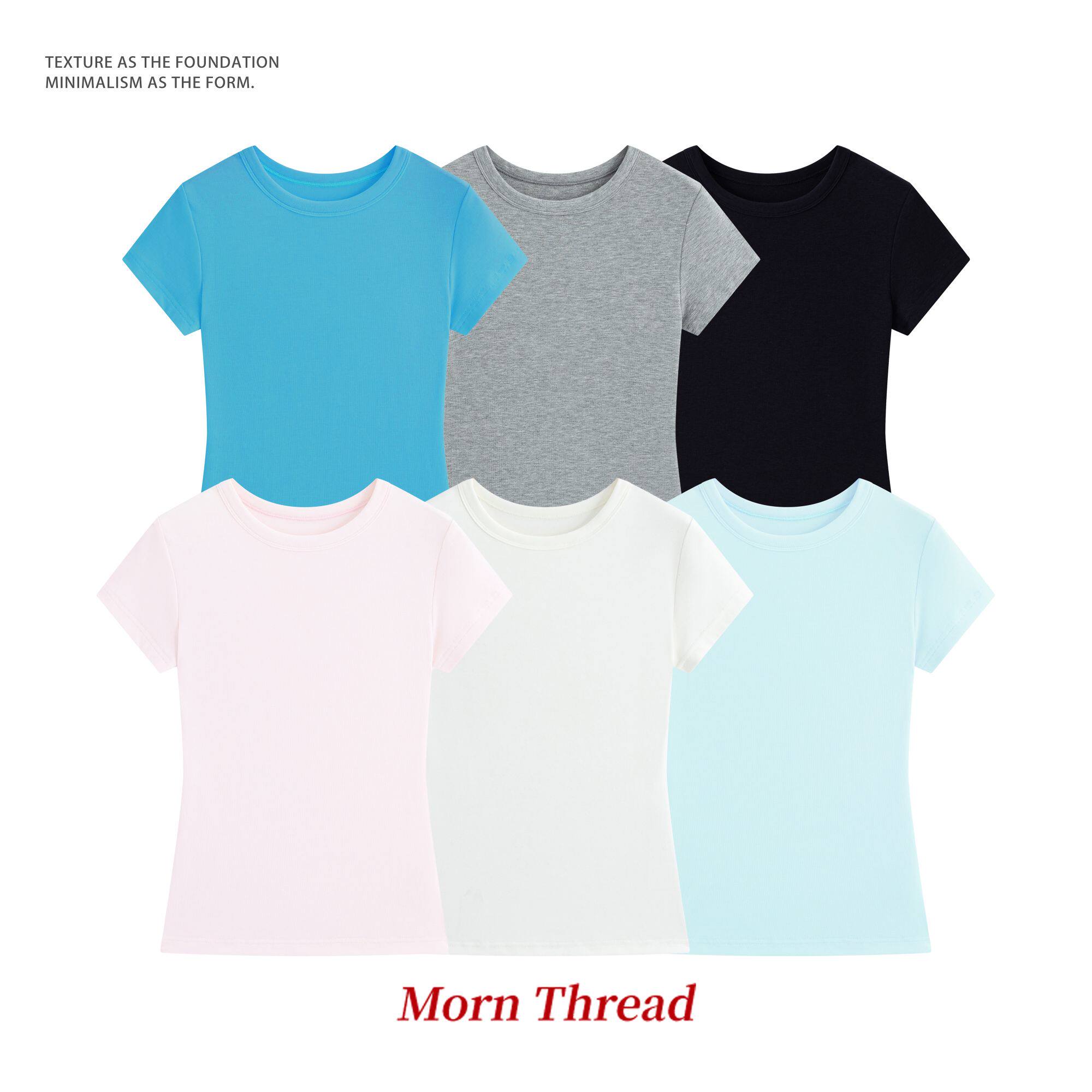 Morn夏日多巴胺/阿克苏定制长绒棉亲肤短袖T恤女修身显瘦早春穿搭