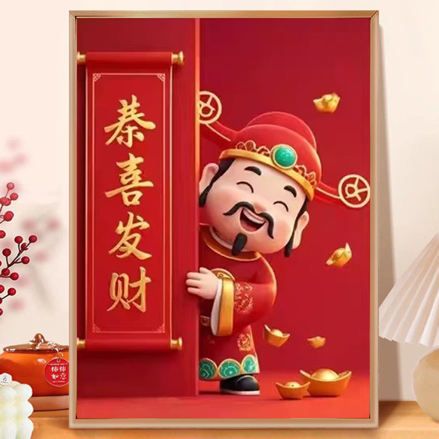 招财进宝珍珠福袋钻石画2026新款手工5d点贴钻十字绣客厅餐厅满钻