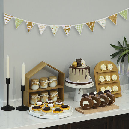 生日派对甜品台摆件 木质蛋糕架 甜甜圈饼干展示架创意森系点心架