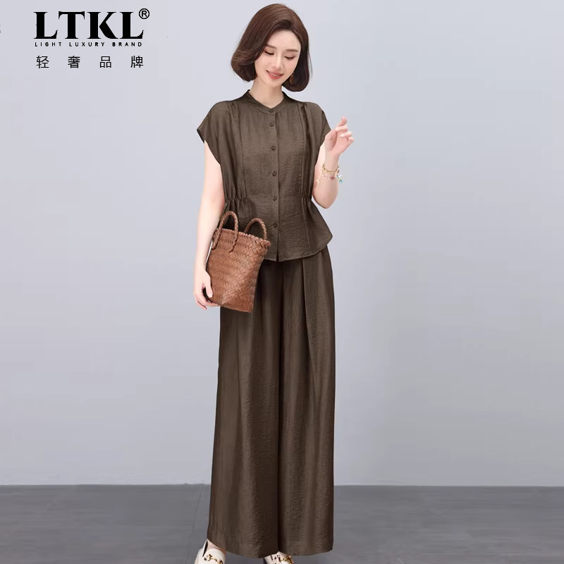 夏季天丝高端时尚提花套装女夏装