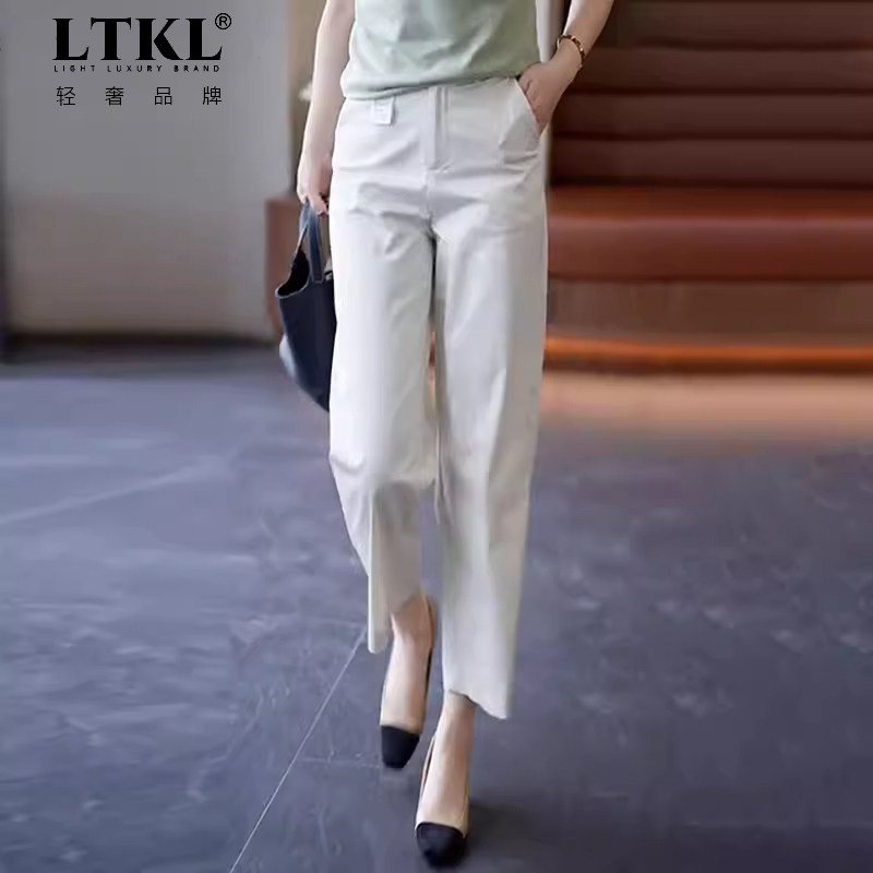 冰丝九分西装裤子女夏天薄款2026新款窄版直筒裤休闲阔腿凉凉裤子