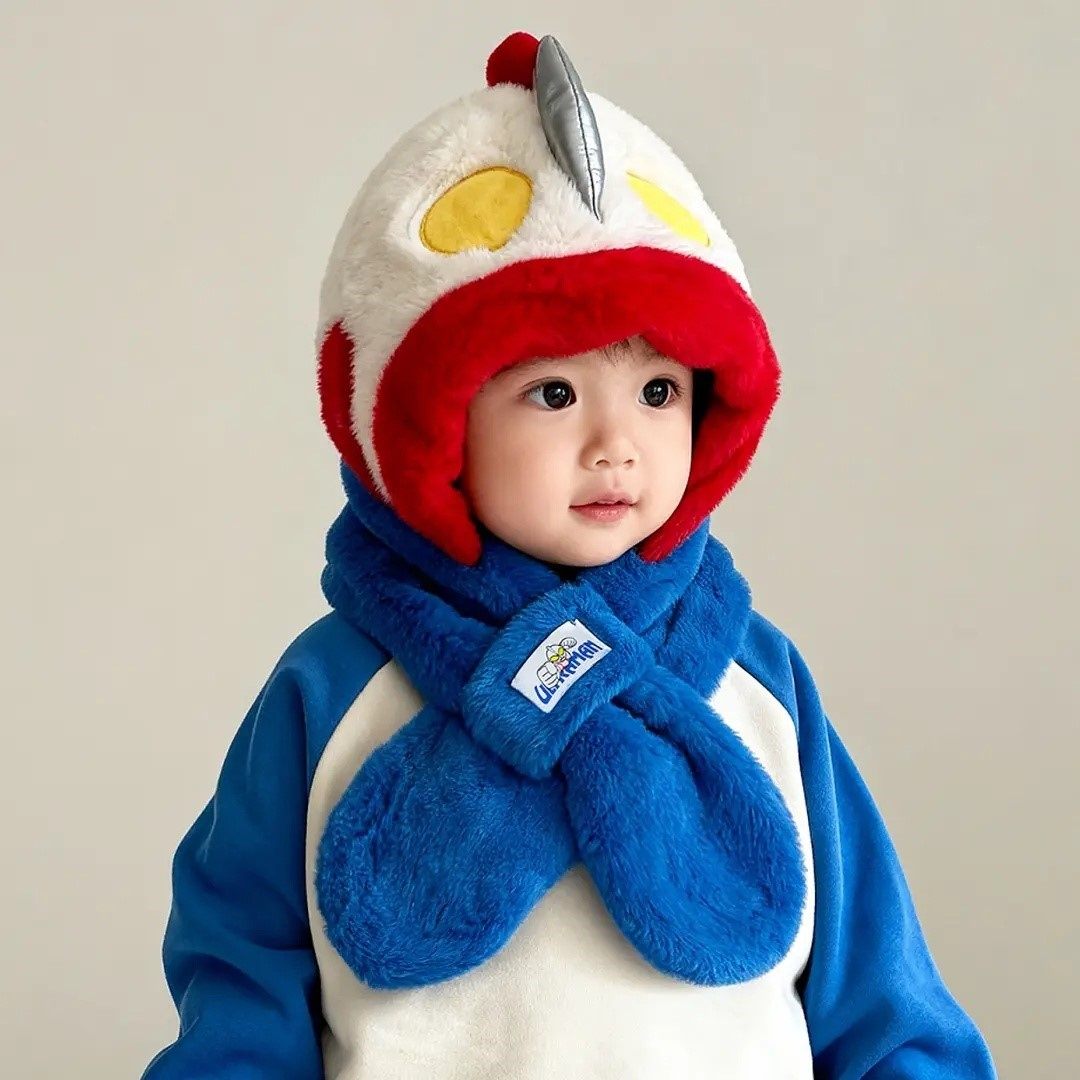 奥特曼儿童帽子围巾一体帽两件套冬季男女保暖宝宝防风加绒加厚,童装/婴儿装/亲子装,帽子,淘宝优惠券,粉丝福利购,淘宝优惠卷