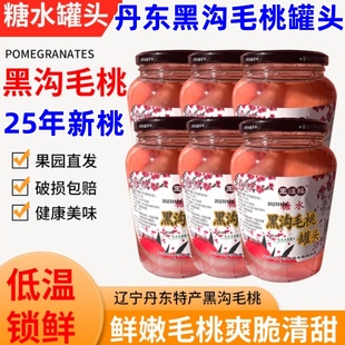 毛桃罐头720g/瓶黑沟丹东毛桃罐头王煜铭原汁毛桃罐头健水果罐头
