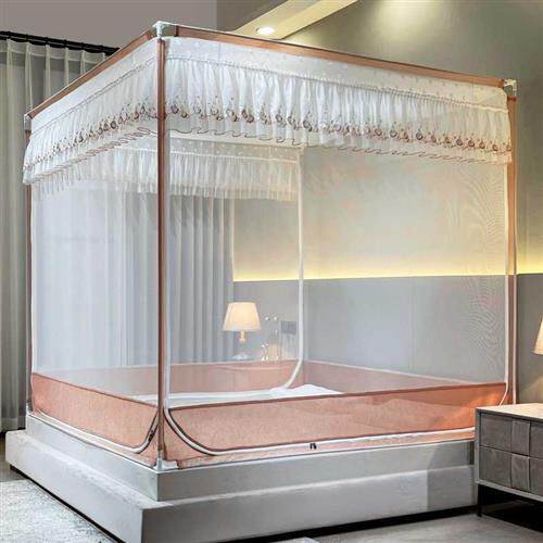 儿童防摔蒙古包新款家用蚊帐蕾丝边三开门婴儿防掉床坐床式床笠款