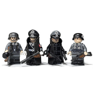 积木人仔德国战争历史风云人物德军军事小人摩托车儿童玩具人偶