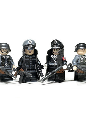 积木人仔德国战争历史风云人物德军军事小人摩托车儿童玩具人偶