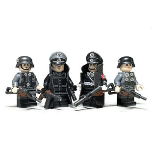 积木人仔德国战争历史风云人物德军军事小人摩托车儿童玩具人偶