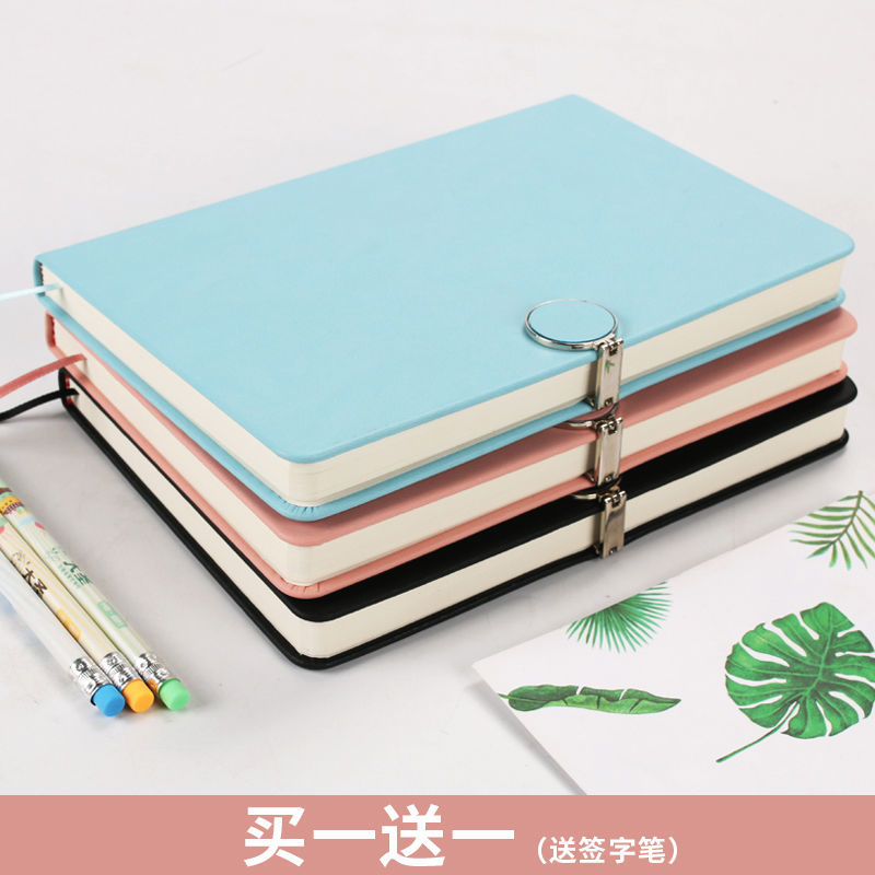 a5圆形磁扣笔记本本子大学生小清新文艺韩版简约日记本商务定制会议记录本加厚唯美记事本硬皮创意复古手账本