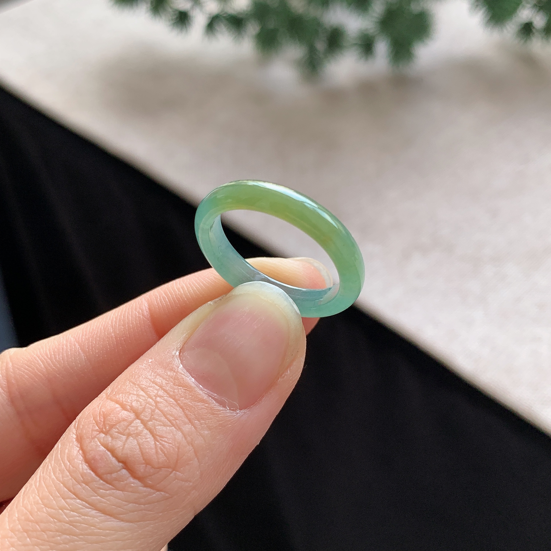 16/17号圈飘黄翡蓝水翡翠戒指玉