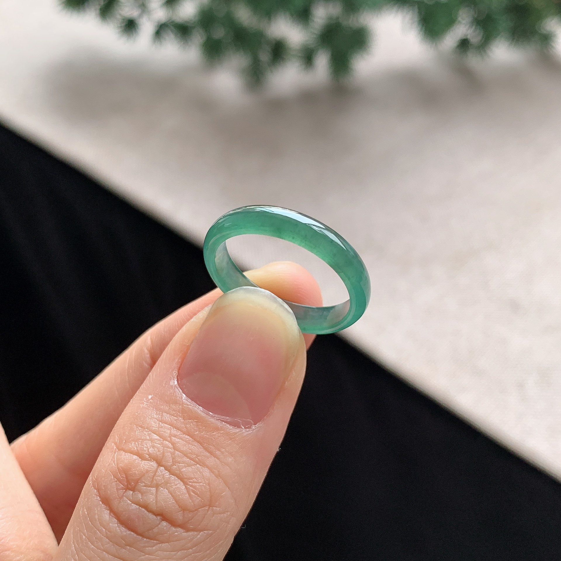 冰种天然A货冰种15号圈翡翠戒指