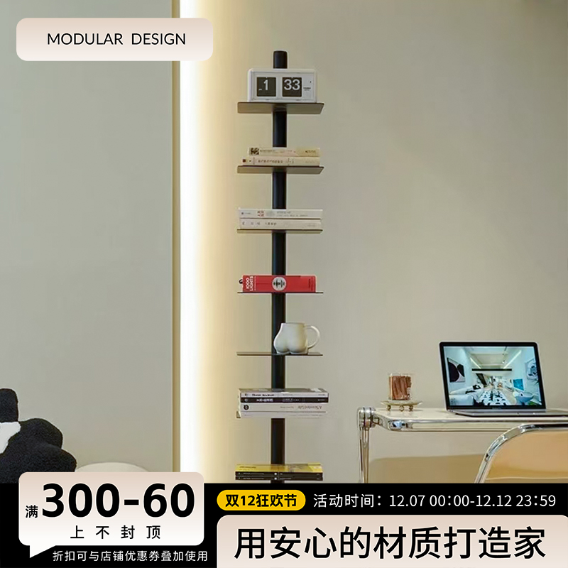 旋转隐形书架落地收纳置物架