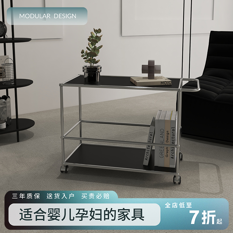 客厅简约双层小推车多层收纳架