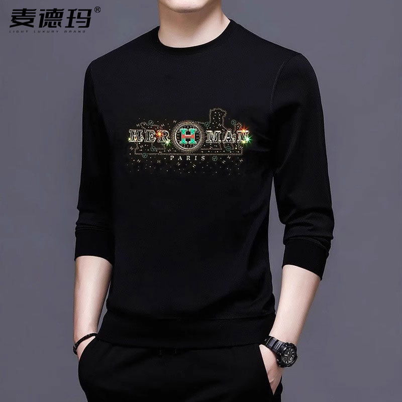 高端品牌男士高端男装卫衣男春秋新款大牌长袖T恤透气潮流打底衫