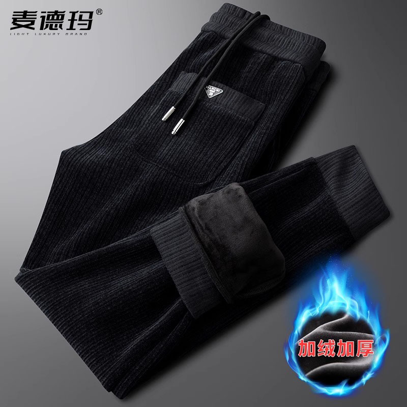 加绒加厚雪尼尔休闲运动裤长裤冬