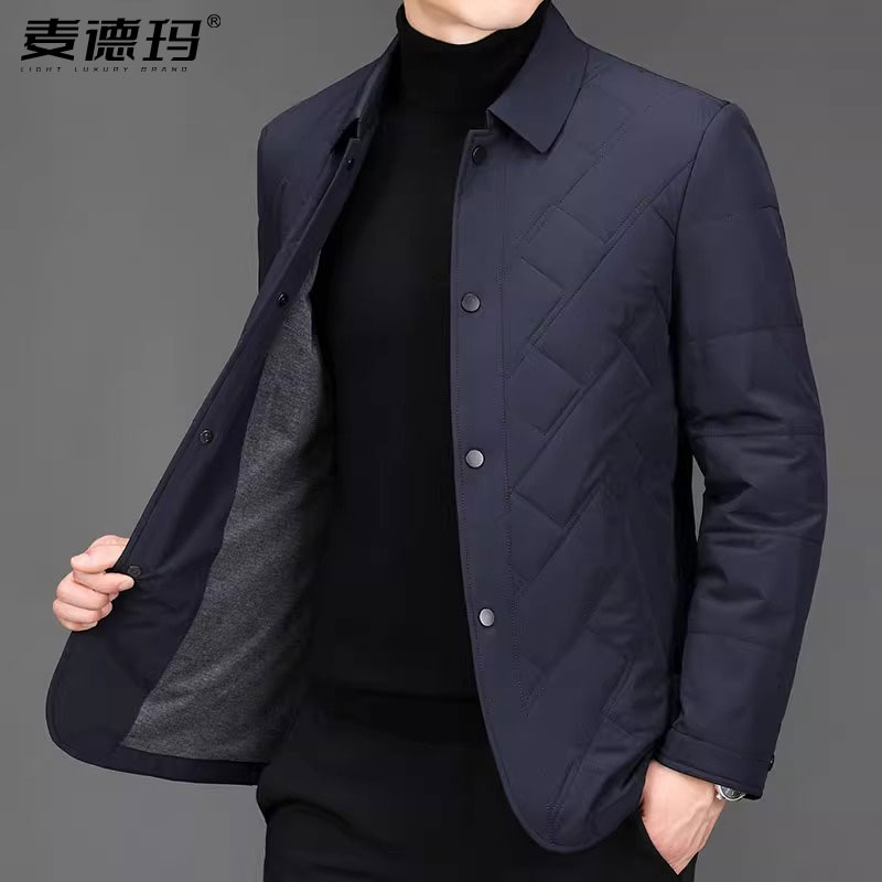 棉服男翻领棉衣商务中年加厚棉袄