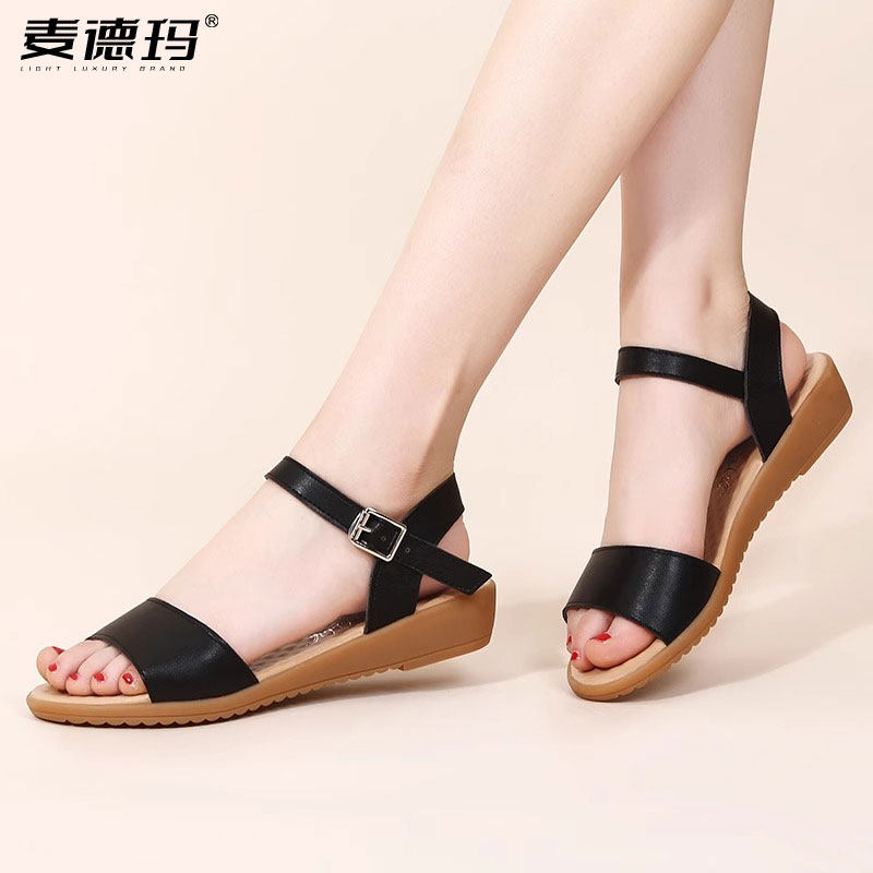 牛筋底凉鞋女2025夏季平底小码32防滑软底33中年妈妈女鞋41大码43