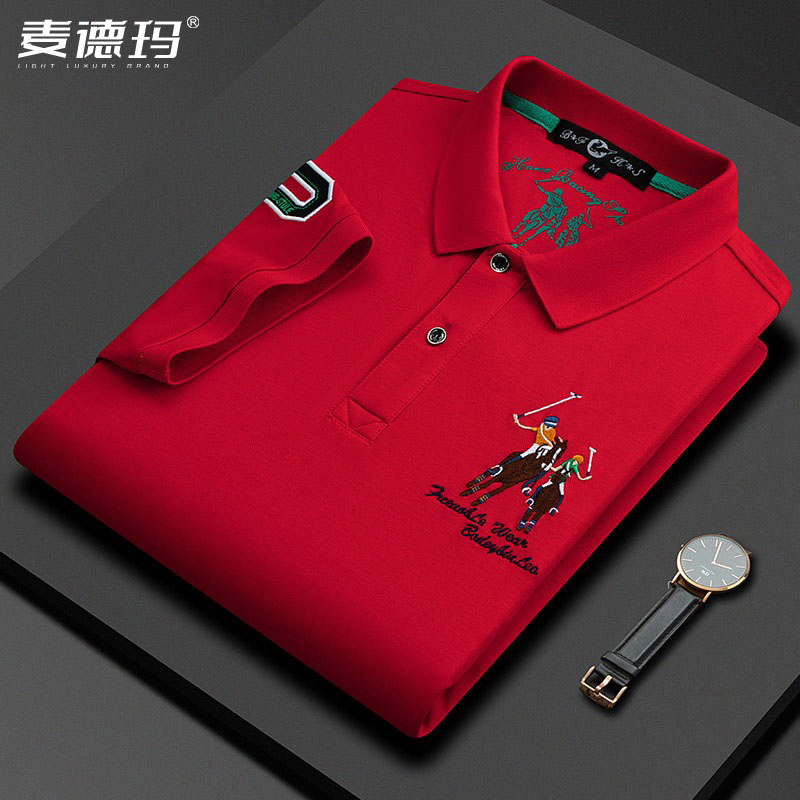 polo衫短袖T恤港风夏季高端商务男士翻领刺绣半袖大码保罗贝拉德