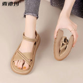 平底凉鞋 女款 夏季 时尚 2025年新款 仙女风休闲松紧带软底学生配裙子