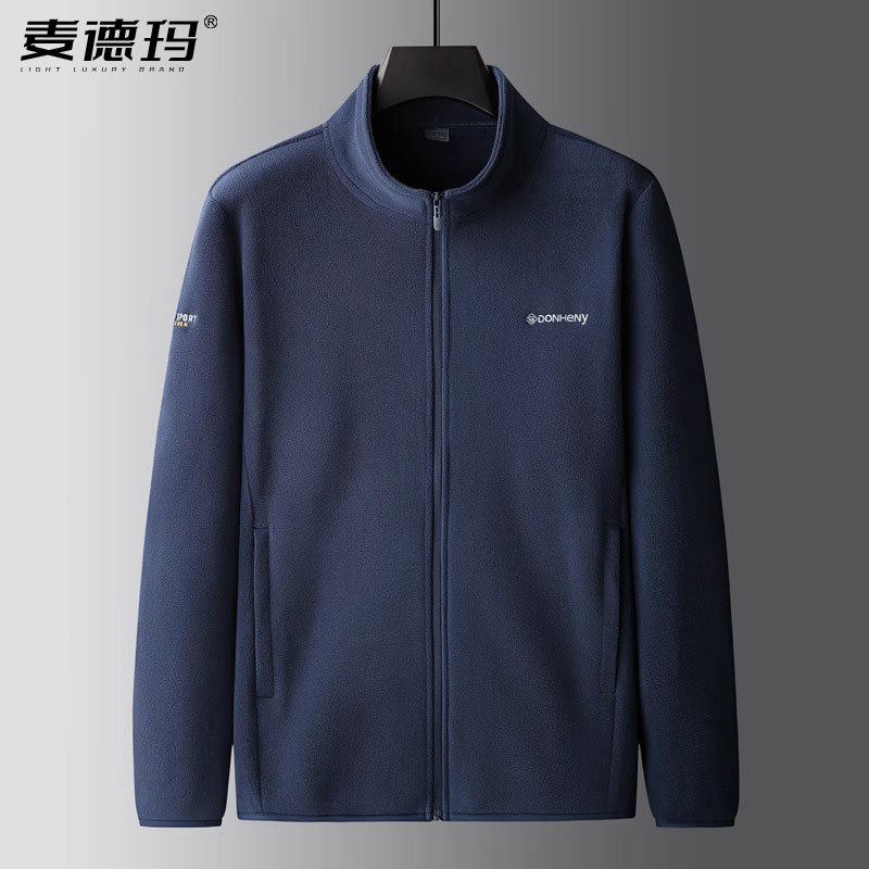 摇粒绒外套男立领夹克宽松抓绒衣