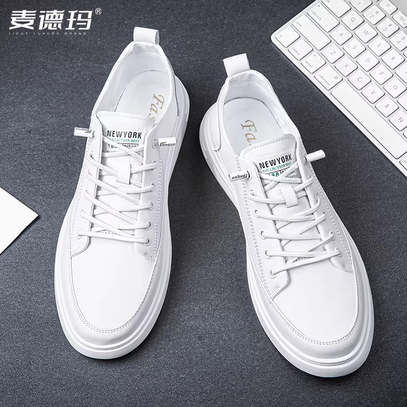 软牛皮男小白鞋潮流百搭透气