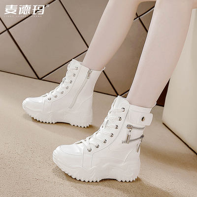 内增高真皮马丁靴英伦风厚底短靴