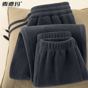加绒加厚纯色束脚运动休闲卫裤 秋冬季 子男士 潮牌重磅双面摇粒绒裤