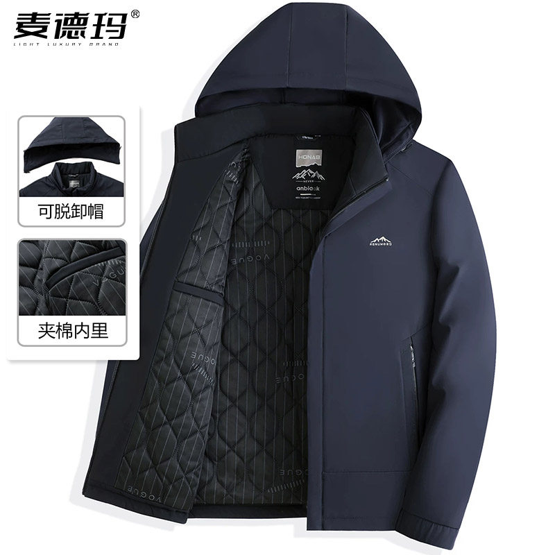 秋冬中年男士加厚夹棉保暖夹克