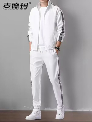 2025年运动套装男士秋季新款立领夹克衫搭配休闲卫裤一整套男装春